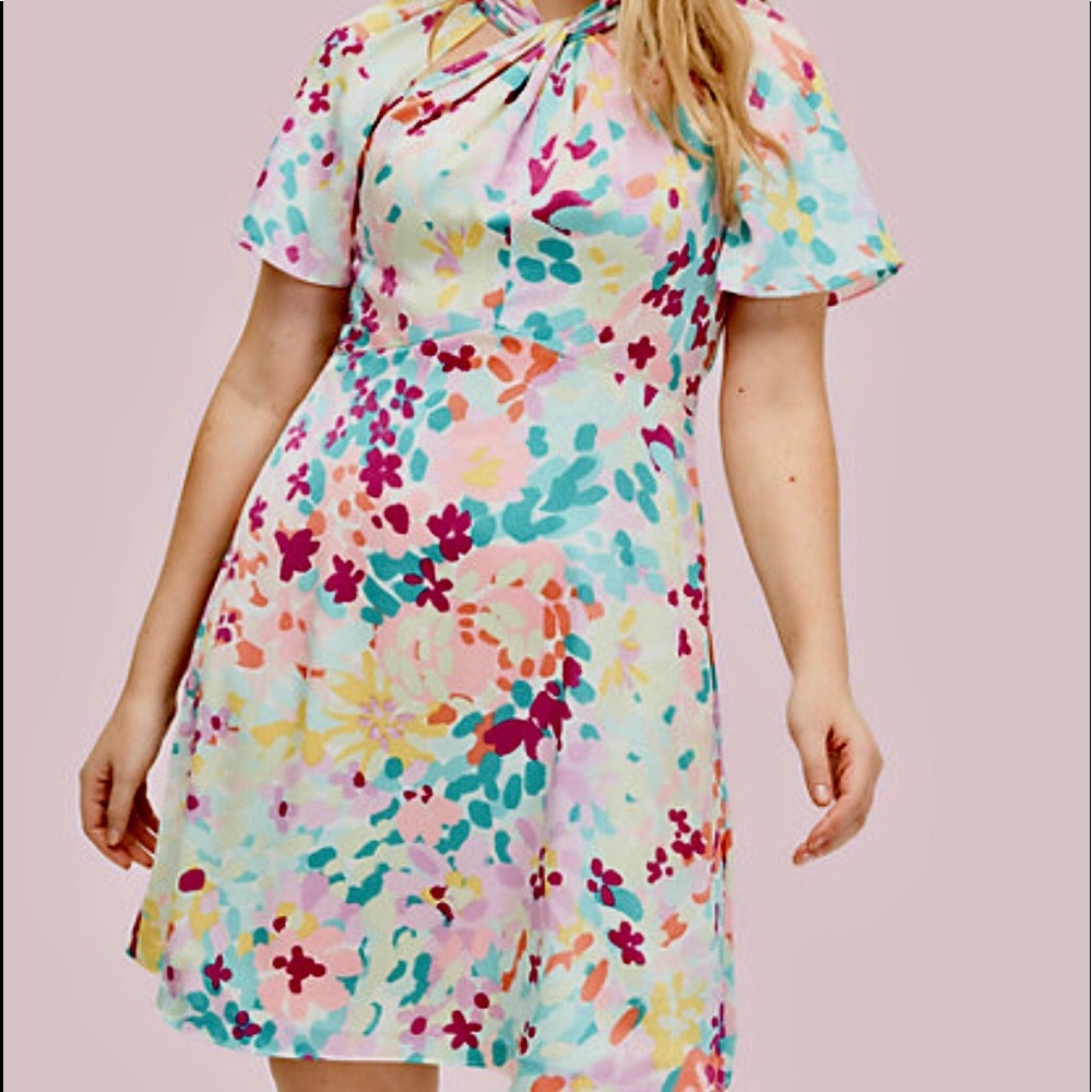 Kate Spade dress Painted petals twist neck